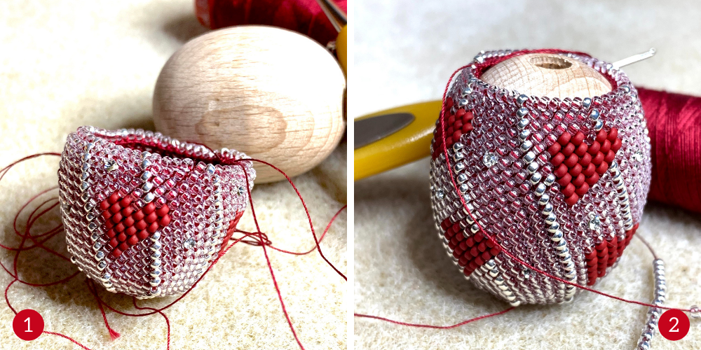 pendente cuori bead crochet step 1