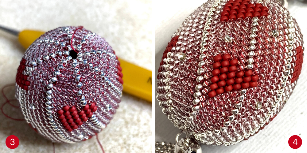 pendente cuori bead crochet step 2